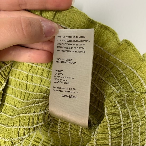 Anthropologie ruched yellow green long sleeve top - Picture 7 of 11